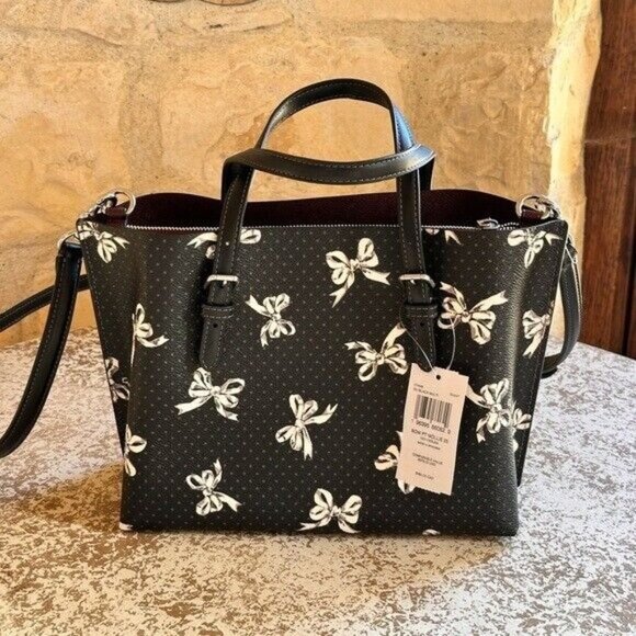 Coach Bow Black&White leather Mollie 25 handbag crossbody satchel NWT Authentic - Picture 3 of 8